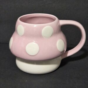 Mushroom Coffee Mug w/Handle 12.3 oz Pink & White~Brightstar~ADORABLE!